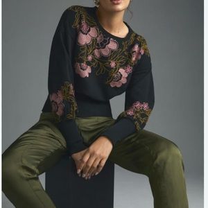 Anthropology Embroidered Sweatshirt Pullover M